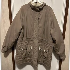 Bobbie Brooks Women's Tan Chore Coat Barn Jacket - Size XL with detachable hood
